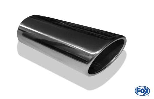 FOX Anschweißendrohr Typ 32 140x90 mm / Länge: 300 mm - oval / eingerollt / 15° abgeschrägt / ohne Absorber
