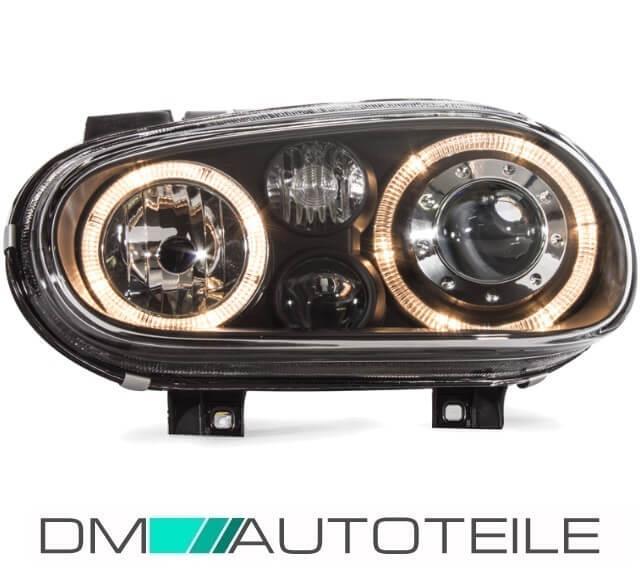 Angel Eyes Scheinwerfer SET + Heckleuchten in LED Schwarz passt für VW Golf 4