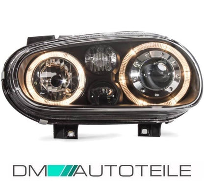 Angel Eyes Scheinwerfer SET + Heckleuchten in LED Schwarz passt für VW Golf 4