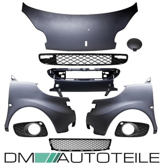 SET Smart Fortwo 451 Mittelstück+Abdeckung Zughaken+Kühlergitter+Stoßstangengitter+Stoßstgitter vo. re & li +Motorhaube+Ko...