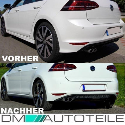 Diffusor Stoßstange Ansatz Schwarz Matt 2 Rohr Wabendesign passend für VW Golf 7 VII GTI GTD Umbau