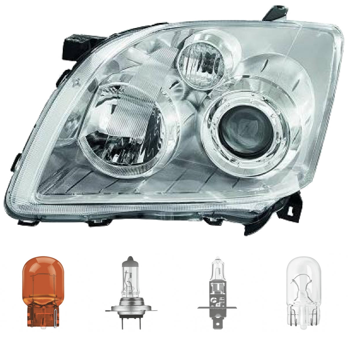 Hauptscheinwerfer links H7/H1 passt für Toyota Avensis Station Wagon 07-09 inklusive Leuchtmittel/Birnen