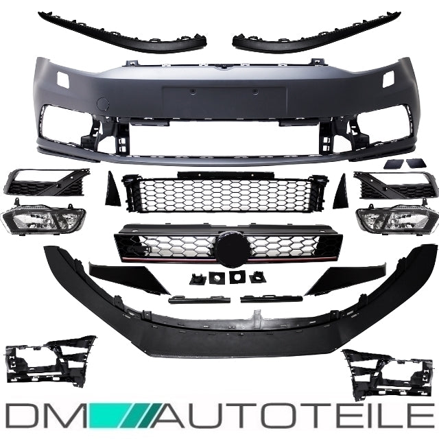 Stoßstange vorne + Grill Nebel SET + Spoiler passt für VW Polo 6R 6C FACELIFT