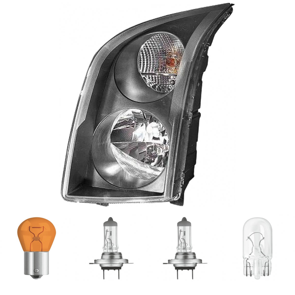 Hauptscheinwerfer links H7/H7 mit Motor passt für VW Crafter 30-50 Kasten 05-11 inklusive Leuchtmittel/Birnen