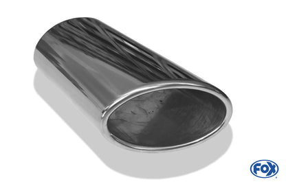 FOX Anschweißendrohr Typ 38 - Links 106x71 mm / Länge: 200 mm - oval  - seitlich nach links abgeschrägt / eingerollt / ohne Absorber