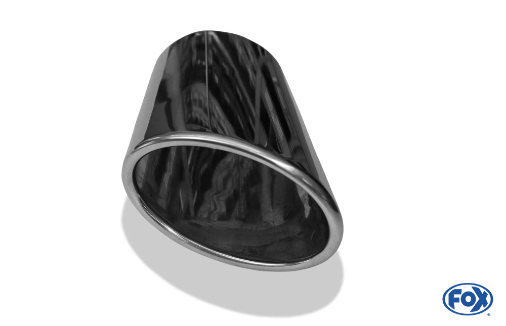FOX Anschweißendrohr Typ 38 - Links 106x71 mm / Länge: 200 mm - oval  - seitlich nach links abgeschrägt / eingerollt / ohne Absorber