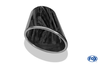 FOX Anschweißendrohr Typ 38 - Links 106x71 mm / Länge: 200 mm - oval  - seitlich nach links abgeschrägt / eingerollt / ohne Absorber