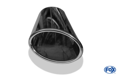FOX Anschweißendrohr Typ 38 - Links 106x71 mm / Länge: 300 mm - oval  - seitlich nach links abgeschrägt / eingerollt / ohne Absorber