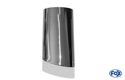 FOX Anschweißendrohr Typ 38 - Links 160x90 mm / Länge: 300 mm - oval  - seitlich nach links 15°, sowie 15° nach unten abgeschrägt / eingerollt / ohne Absorber
