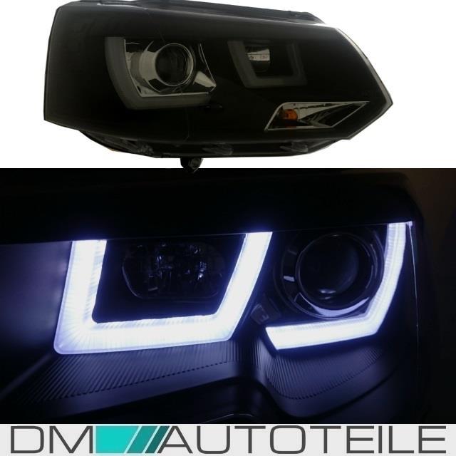 Facelift Scheinwerfer Set Klarglas Schwarz 3D Light Bar H1/H1 passt für VW T5 GP 09-15