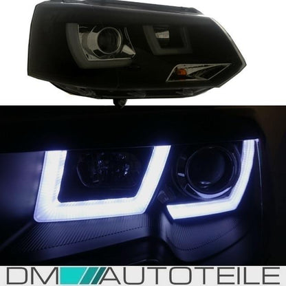 Facelift Scheinwerfer Set Klarglas Schwarz 3D Light Bar H1/H1 passt für VW T5 GP 09-15