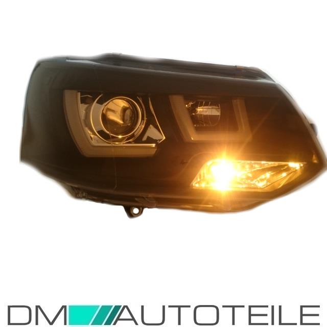Facelift Scheinwerfer Set Klarglas Schwarz 3D Light Bar H1/H1 passt für VW T5 GP 09-15