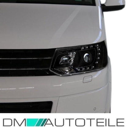 LED Tagfahrlicht Scheinwerfer Klarglas Schwarz DRL passt für VW T5 GP ab 2015