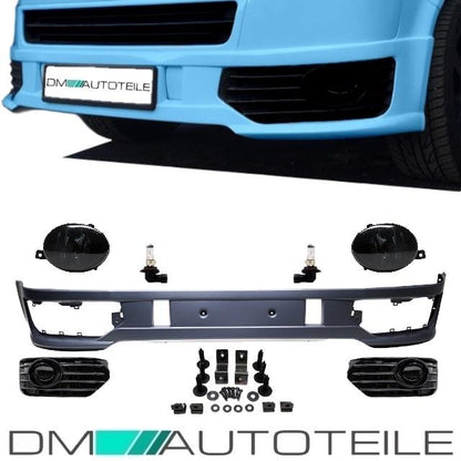 Spoiler Stoßstange vorne + Gitter Schwarz + Nebel passt für VW T5 Facelift 09-15
