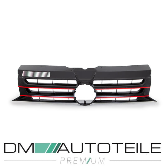 Kühlergrill Front Grill Schwarz lackiert Leiste Rot für VW T5 GP Facelift 09-15