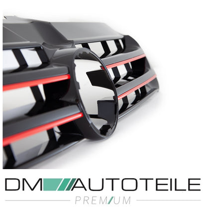 Kühlergrill Front Grill Schwarz lackiert Leiste Rot für VW T5 GP Facelift 09-15