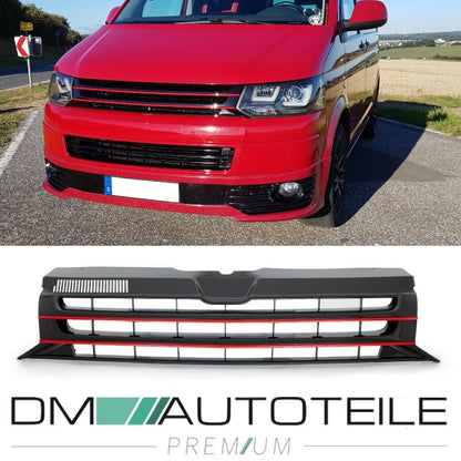 Kühlergrill Grill Clean Schwarz lackiert Leiste Rot für VW T5 GP Facelift 09-15