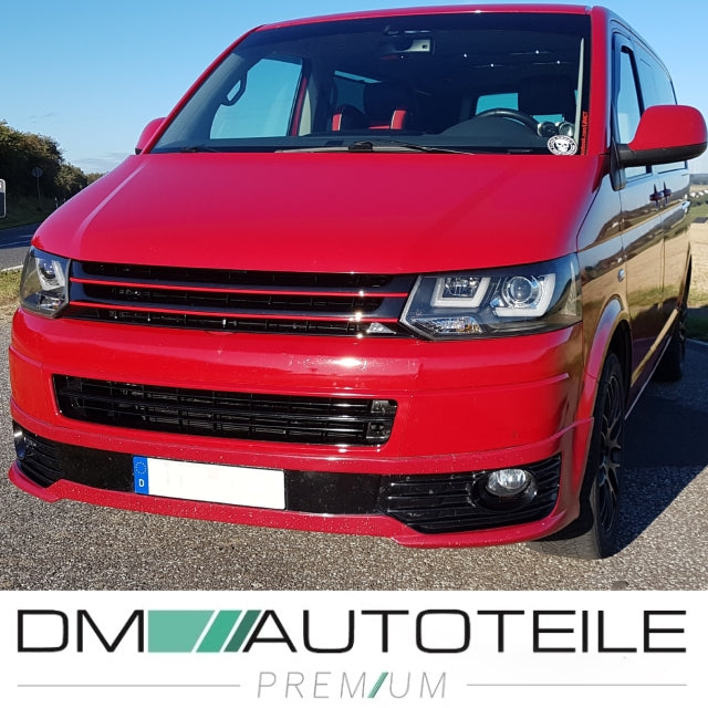 Kühlergrill Grill Clean Schwarz lackiert Leiste Rot für VW T5 GP Facelift 09-15