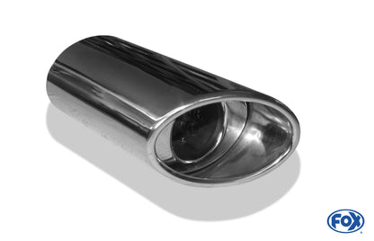 FOX Anschweißendrohr Typ 39 - Links 106x71 mm / Länge: 200 mm - oval  - 1x seitlich nach links abgeschrägt / eingerollt / mit Absorber