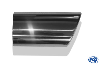 FOX Anschweißendrohr Typ 39 - Links 106x71 mm / Länge: 200 mm - oval  - 1x seitlich nach links abgeschrägt / eingerollt / mit Absorber