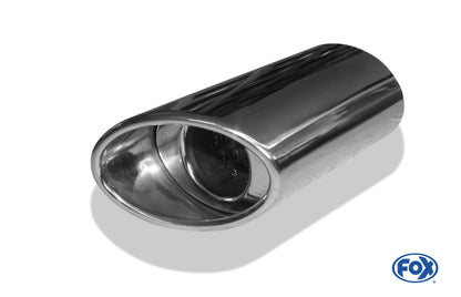 FOX Anschweißendrohr Typ 39 - Rechts 106x71 mm / Länge: 200 mm - oval  - 1x seitlich nach rechts abgeschrägt / eingerollt / mit Absorber