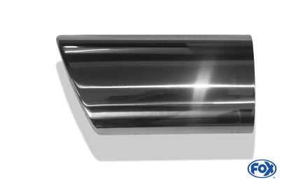 FOX Anschweißendrohr Typ 39 - Rechts 106x71 mm / Länge: 200 mm - oval  - 1x seitlich nach rechts abgeschrägt / eingerollt / mit Absorber
