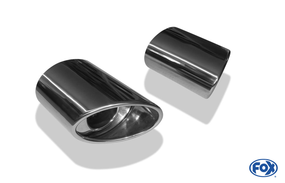 FOX Anschweißendrohr Typ 39 Rechts & Links 115x85 mm / Länge: 160 mm - oval  Porsche / seitlich eingerollt / mit Absorber