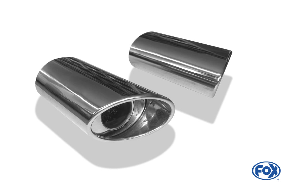 FOX Anschweißendrohr Typ 39 Rechts & Links 115x85 mm / Länge: 240 mm - oval  Porsche / seitlich eingerollt / mit Absorber