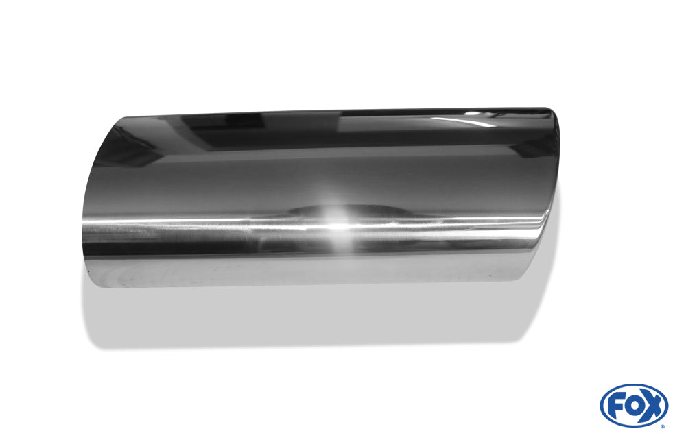 FOX Anschweißendrohr Typ 39 - Links 160x90 mm / Länge: 300 mm - oval  - 1x seitlich nach links, sowie nach unten abgeschrägt / eingerollt / mit Absorber