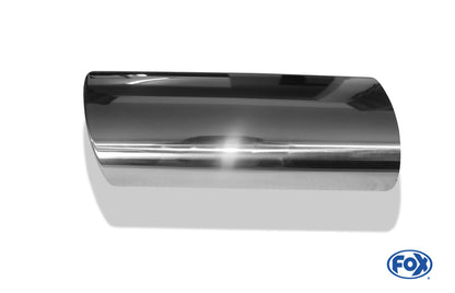 FOX Anschweißendrohr Typ 39 - Rechts 160x90 mm / Länge: 300 mm - oval  - 1x seitlich nach rechts, sowie nach unten abgeschrägt / eingerollt / mit Absorber