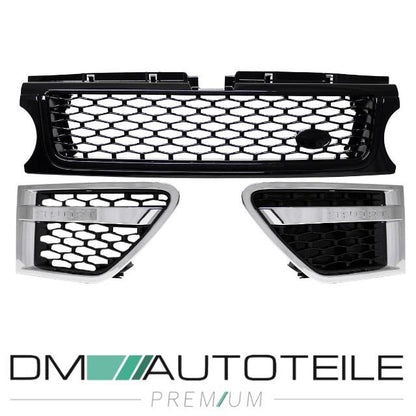 Set Range Rover Sport L320 Facelift Kühlergrill + Kotflügelgitter Schwarz Hochglanz 10-13