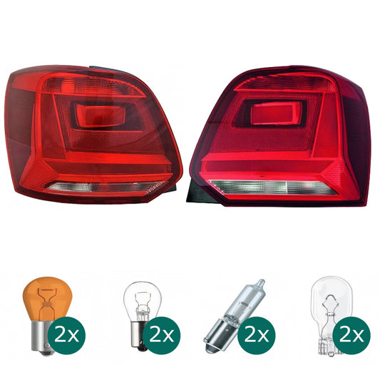 Depo / TYC Rückleuchte rauchgrau links passt für VW Polo V (6C1) ab 14-17 inklusive Leuchtmittel/Birnen