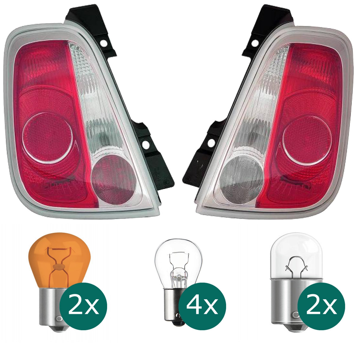 Depo / TYC Rückleuchte links passt für Abarth + Fiat 500C (Cabrio 312) ab 15-20 inklusive Leuchtmittel/Birnen
