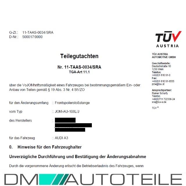 Set Audi A3 8L 8L1 ABS Stoßstange vorne Sport Design 96-03 + Nebelscheinwerfer