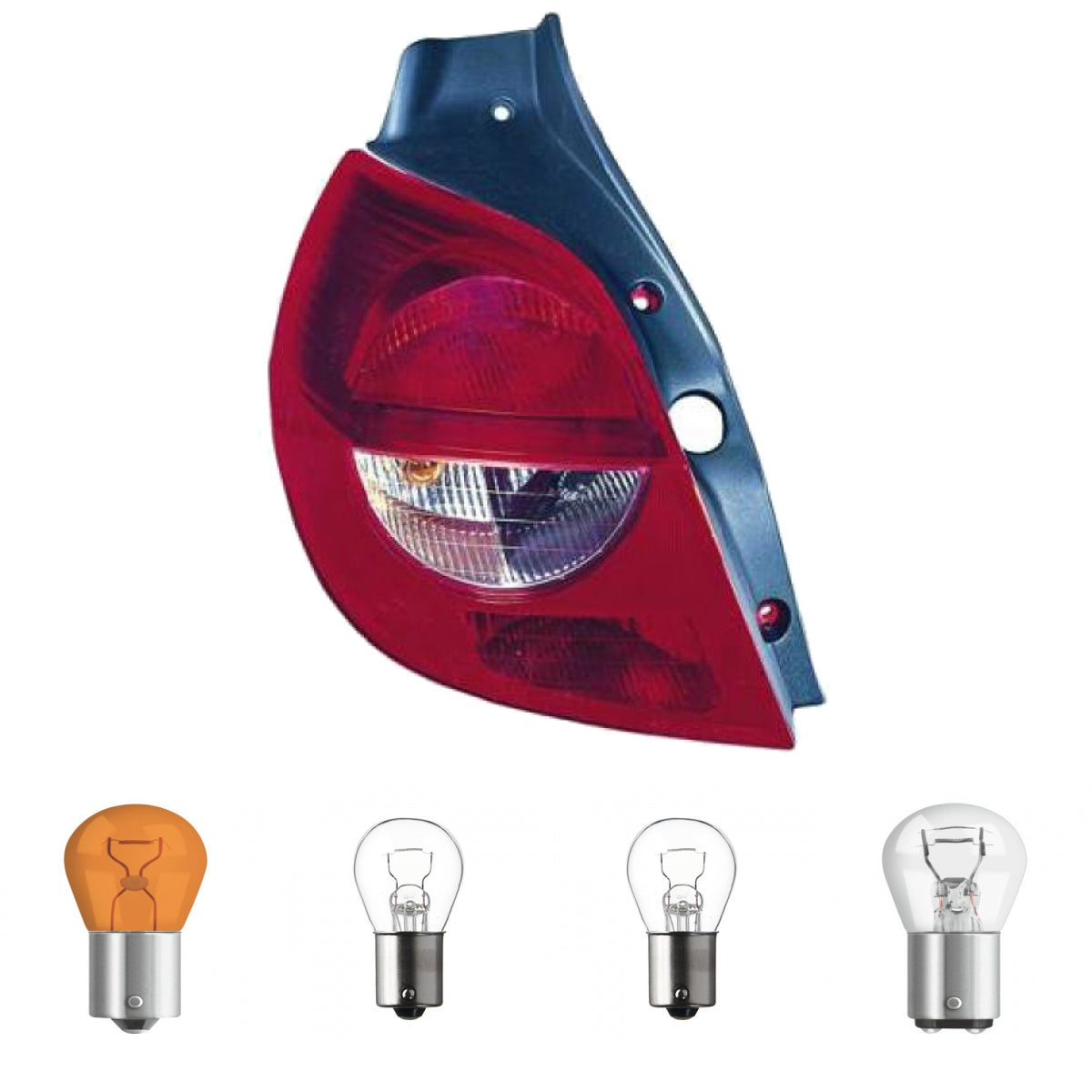 Depo / TYC Heckleuchte Rückleuchte links für Renault Clio III BR0 CR0 3/5 Türer 2006-2009 inklusive Leuchtmittel/Birnen