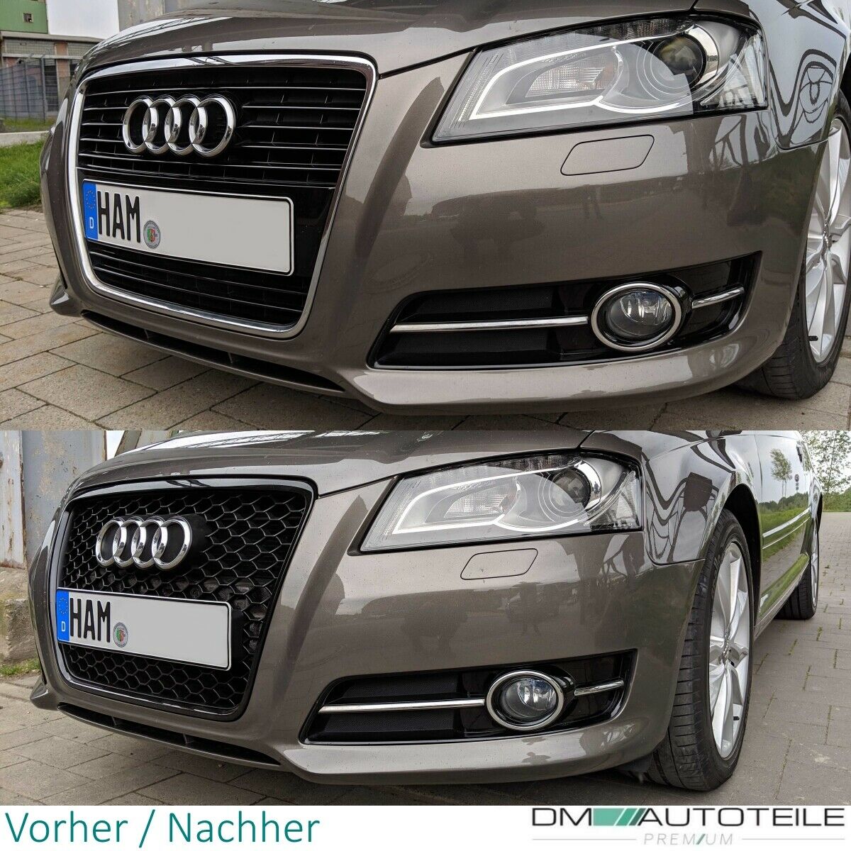 Kühlergrill Wabengrill Schwarz Glanz passt für Audi A3 8P Facelift 08-13 und RS3