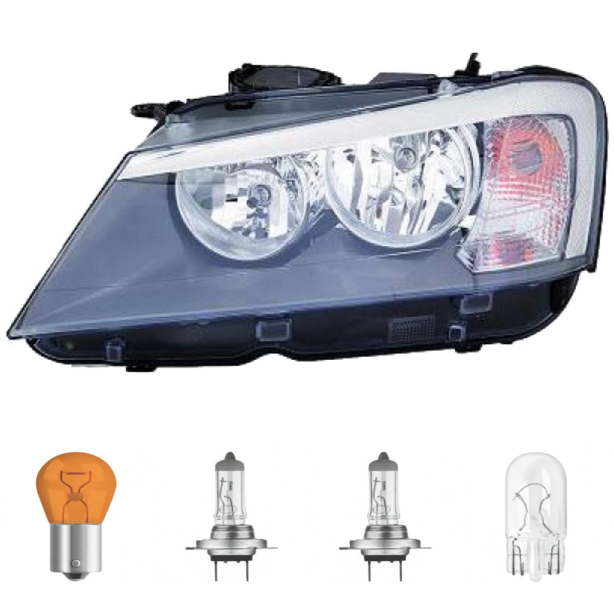 Scheinwerfer H7/H7 links passt für BMW X3 (F25) Vorfacelift ab Baujahr 2010-2014 inklusive Leuchtmittel/Birnen
