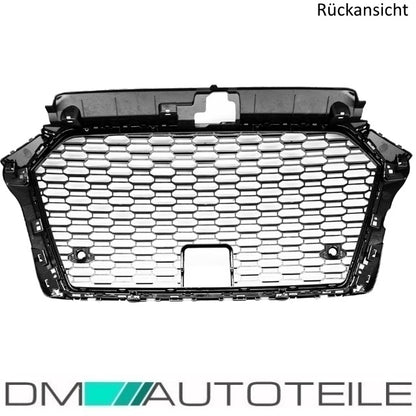Kühlergrill Wabengrill PDC Schwarz Glanz passt für Audi A3 8V Facelift auch RS3 ab 2015