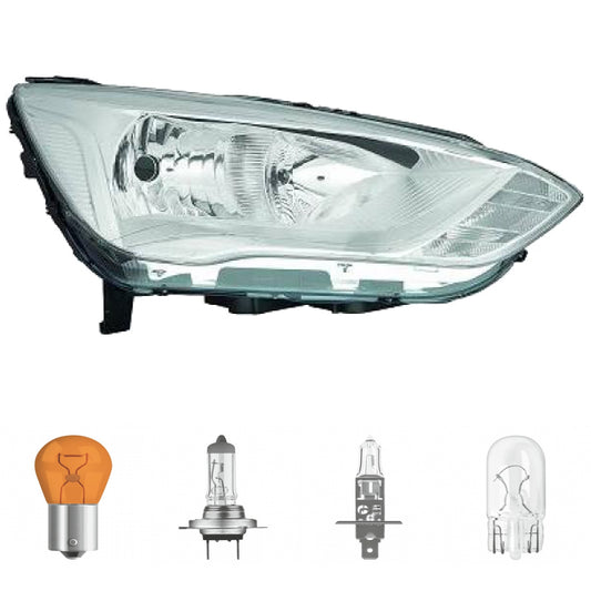 Scheinwerfer Depo H7/H1 rechts passt für Ford C-MAX II (C214) Facelift ab 15-19 inklusive Leuchtmittel/Birnen