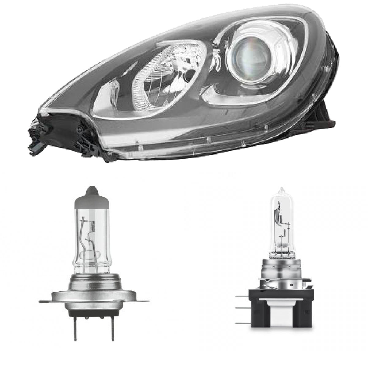 Halogen Scheinwerfer mit Motor H7/H15 links passt für Porsche Macan (95B) ab 15 inklusive Leuchtmittel/Birnen
