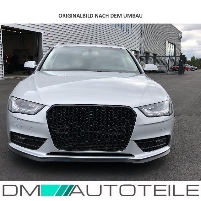 Kühlergrill Wabengrill Schwarz Hochglanz + Kennzeichenleiste passend Audi A4 B8 11-15 + RS4