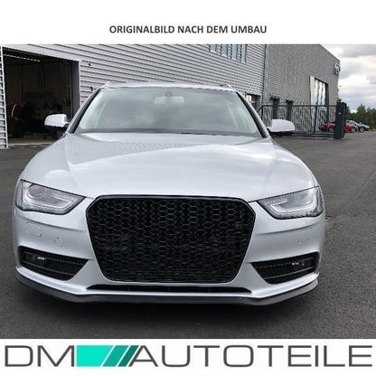 Kühlergrill Wabengrill Schwarz Hochglanz + Kennzeichenleiste passend Audi A4 B8 11-15 + RS4