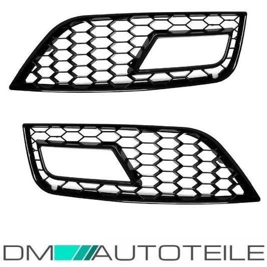 Stoßstange Grilleinsatz für Nebelscheinwerfer Schwarz Hochglanz passend Audi A4 B8 11-15 + RS4