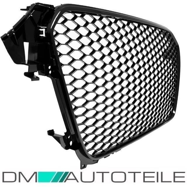 SET Kühlergrill Wabengrill + Nebelscheinwerfergitter Schwarz Hochglanz passend Audi A4 B8 11-15 + RS4