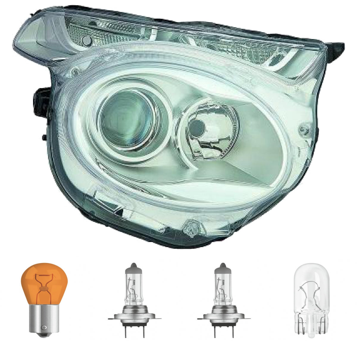 Scheinwerfer Depo mit TGFL H7 rechts passt für Citroen C1 II (PA/PS) ab 14-18 inklusive Leuchtmittel/Birnen
