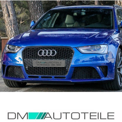 Sport Stoßstange vorne +Wabengrill Schwarz Hochglanz passend Audi A4 B8 08-12 nicht RS4