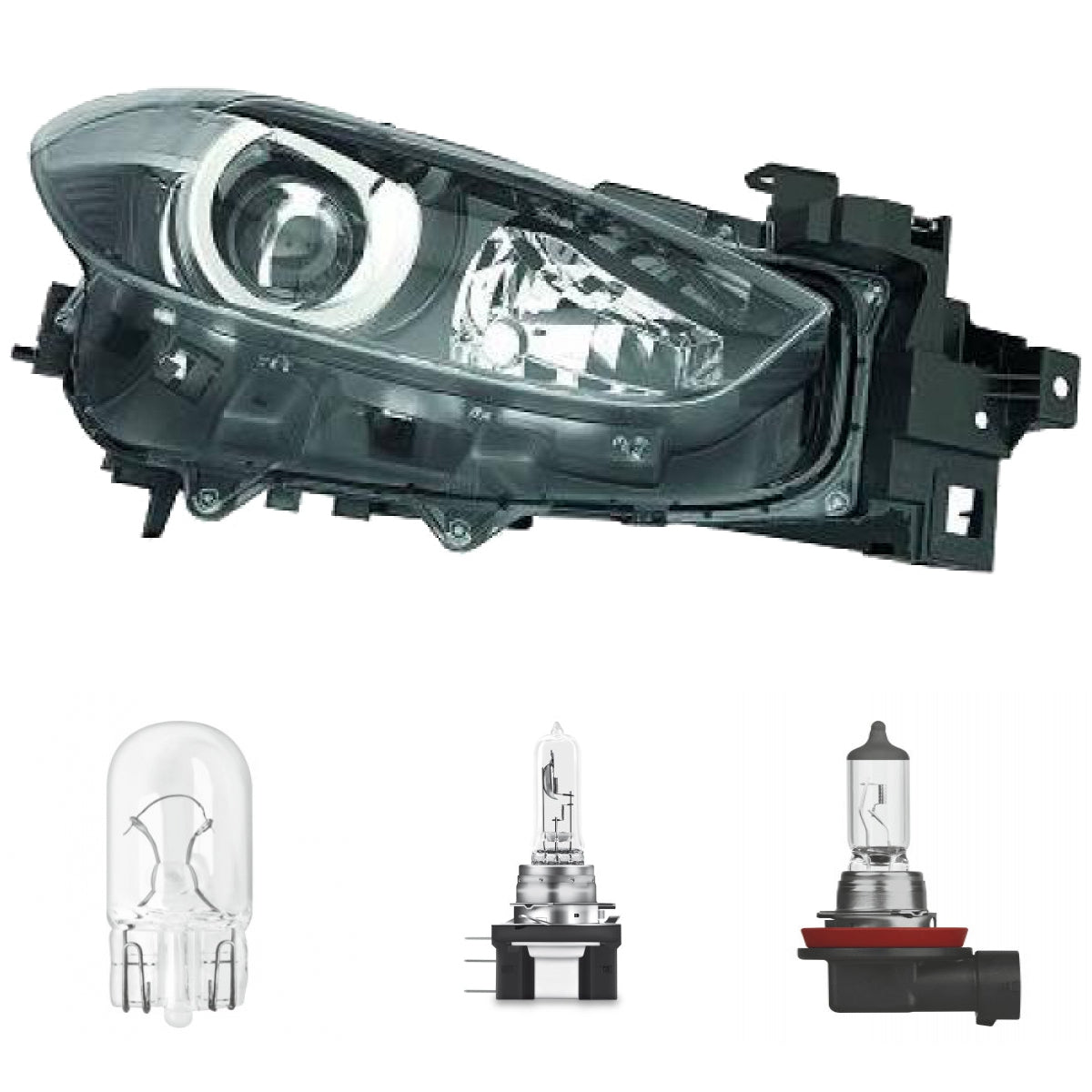 Scheinwerfer Depo H11/H15 rechts passt für Mazda 3 Stufenheck (BM) ab 17-19 inklusive Leuchtmittel/Birnen