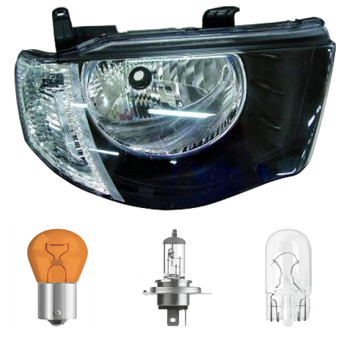 Scheinwerfer H4 Blinker weiß rechts passt für Mitsubishi L200/Triton ab 05-10 inklusive Leuchtmittel/Birnen