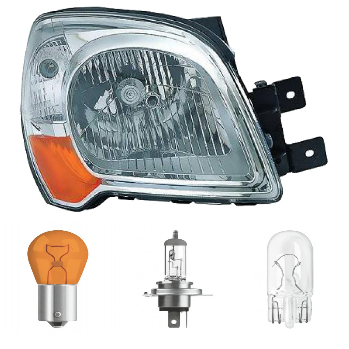 Scheinwerfer Depo H4 rechts passt für Kia Sportage (JE) ab Baujahr 2008-2010 inklusive Leuchtmittel/Birnen