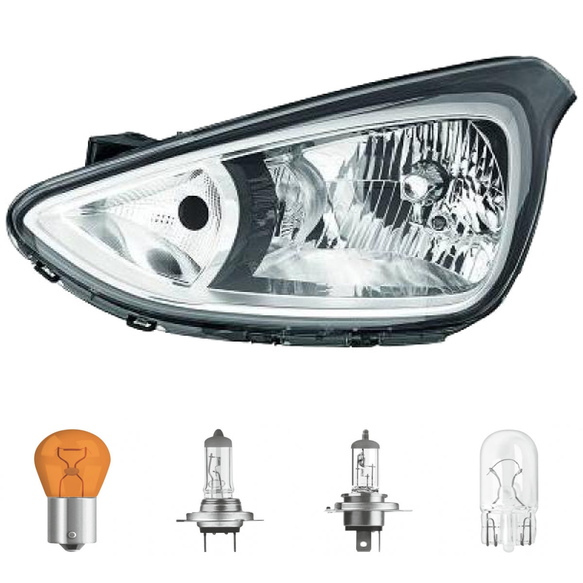 Scheinwerfer TYC H7 mit KVL links passt für Hyundai i10 BA Stufenheck ab 13-20 inklusive Leuchtmittel/Birnen